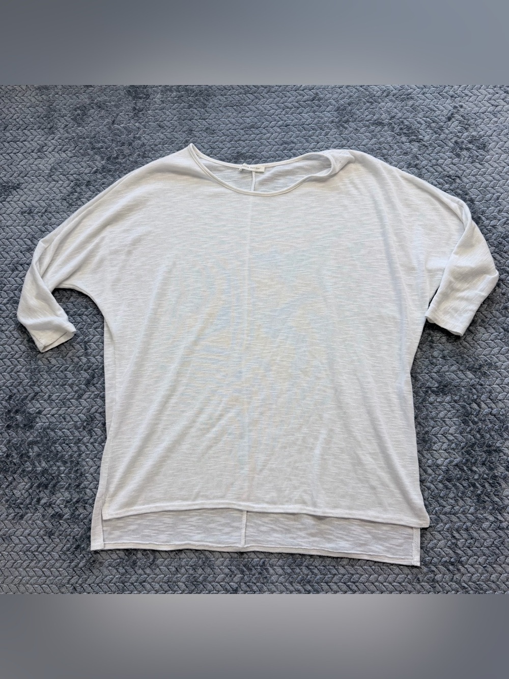 Stevie Henderson White Dolman Sleeve Oversized Slub Knit Top Size Large
